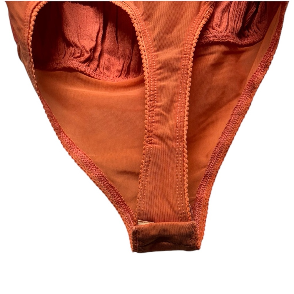 Free People Still The One Lace Trim Cotton Bodysuit in Coral - Picture 10 of 10